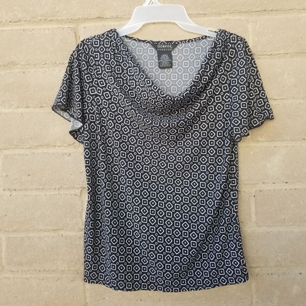 George Stretch Geometric Print Top. Size M